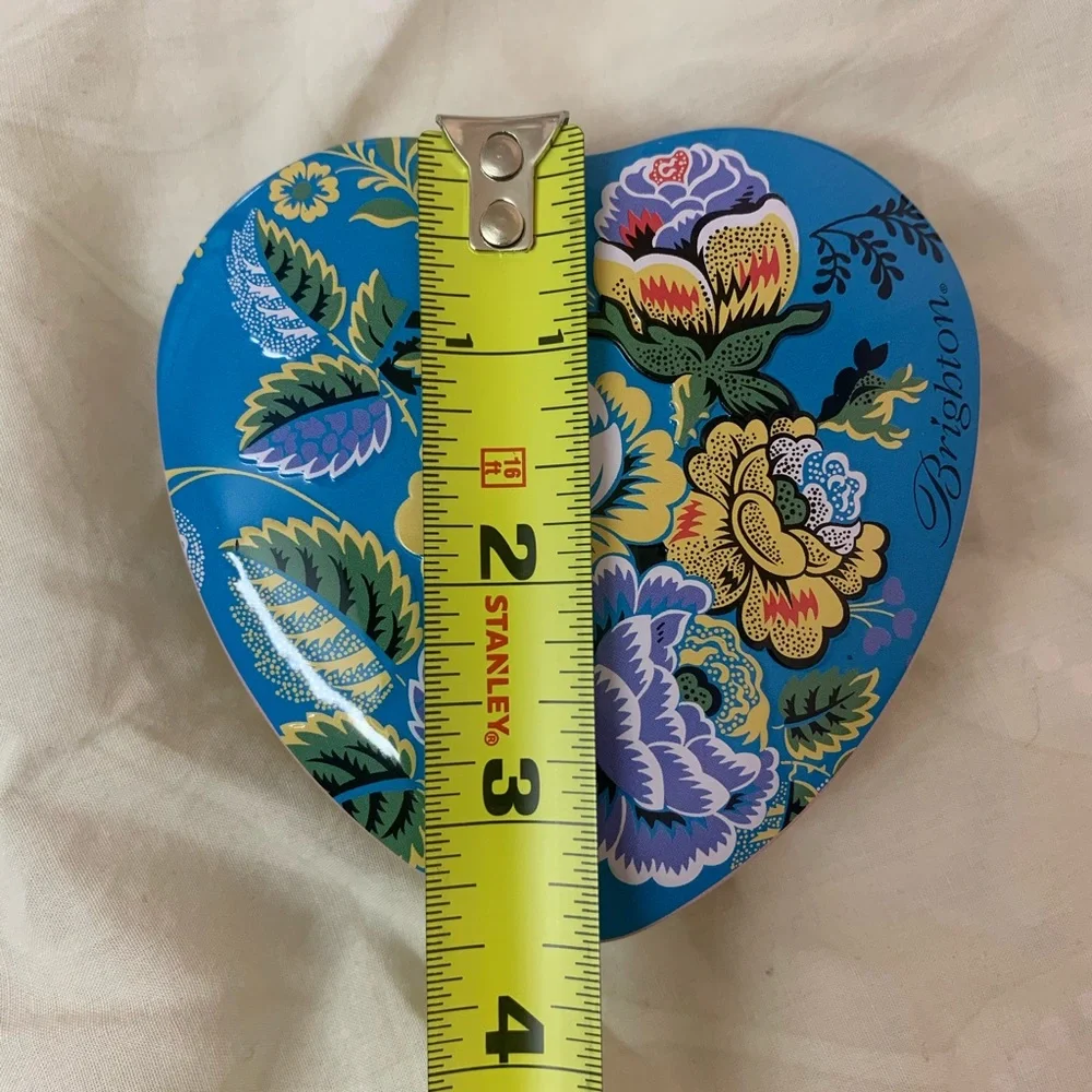 Brighton Floral Heart Shaped Metal Tin Box Jewelry Storage Container